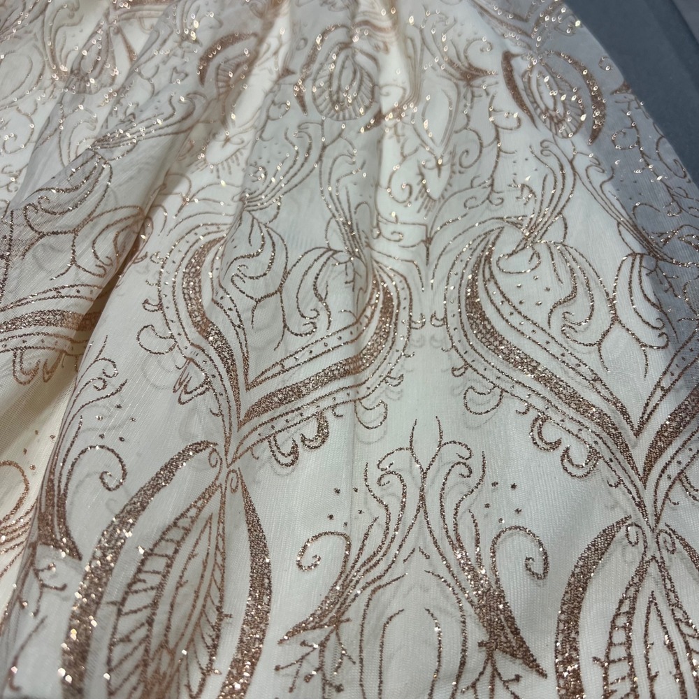 Rare Editions Girls 14 Rose Gold Glitter Damask Rhinestone Formal Gown Dress - Picture 11 of 14